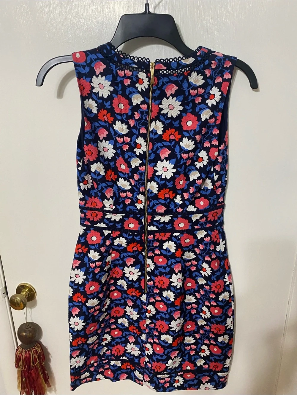 kate spade Navy Floral V-Neck Mini Dress with Red & White Blooms